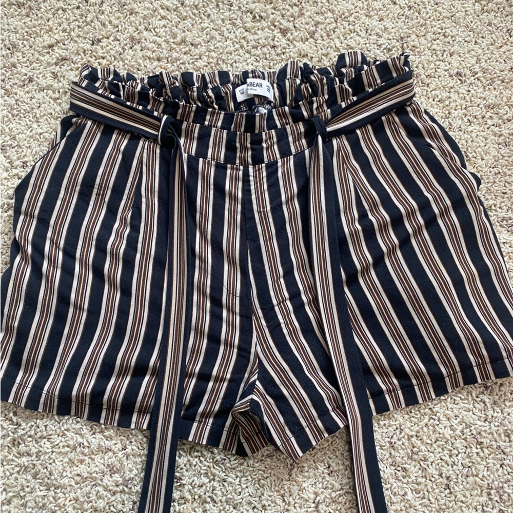 Pull and Bear high waisted striped shorts